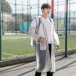 FJUN Jas Hujan Portable Raincoat Transparent Poncho with Hood L - FJ300