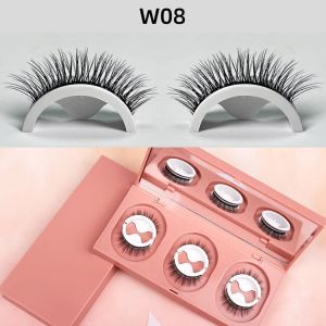 False Lashes/Eyelash Stickers/Self Adhesive Long Curling Lashes/Thin Black Band/Temperature Sensing Allergy Friendly/3 Pairs/Makeup Beauty/Home Use/Women Beginners