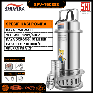 Shimida Pompa Celup Air Bersih Kotor SPV-750SSS Pompa Industri Pabrik Pompa Stainless Pompa Kimia