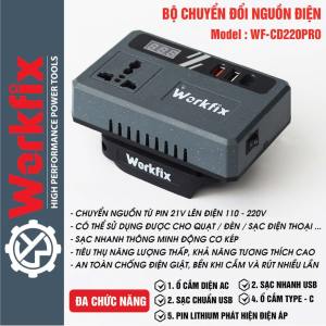 Bộ chuyển đổi nguồn điện Workfix WF-CD220PRO đế Chuyển Điện Thông Minh 3 cổng USB+ 3 ổ cắm đa năng