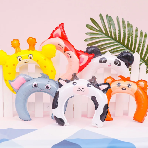 Balon Bando Lucu Karakter Kartun Boneka Labubu Hewan Balon Foil Kartun Animal Headband Balon Ulang Tahun
