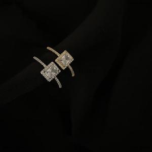 [COD] Home Base Luxury Classic Wedding Engagement Rings For Women Square Lucky Ring Personality Alloy Rings Charm Jewelry