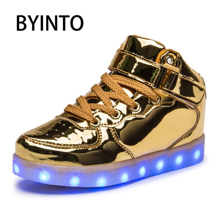Big Size 33-46 High Top Luminous Sneakers USB Charge Led