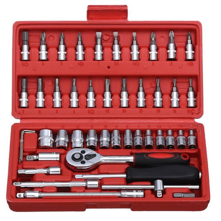 46pcs Tool Box Car Motorcycle Repair Set Hand Tools Home Service motor