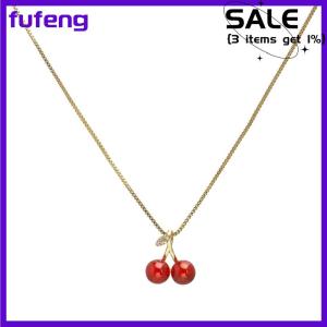 fufeng Châu Âu Và Mỹ Thời Trang Màu Đỏ Anh Đào Mặt Dây Chuyền Vòng Cổ Ánh Sáng Sang Trọng Cá Nhân Phụ Nữ Xương Đòn Chuỗi Đồ Trang Sức Quà Tặng
