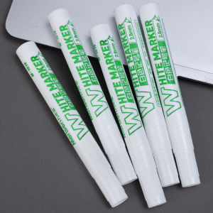 ปากกามาร์กเกอร์กันน้ำสีขาว5มม. สีปากกาเคมีนักเรียนศิลปะเครื่องเขียนสำนักงานน้ำมันแห้งเร็วปากกาเอนกประสงค์ถาวร