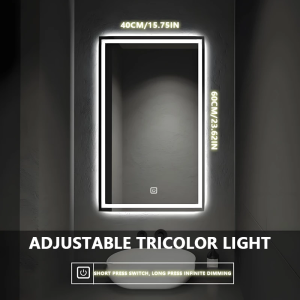LED Smart Mirror with 3-color light defogging Stepless dimming Wall Deco Bathroom Beauty mirror
