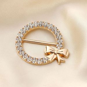 New popular crystal scarf button womens bow brooch decoration