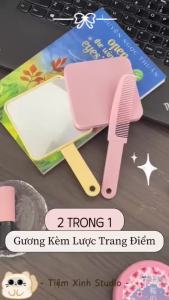 Gương lược trang điểm mini cầm tay dễ thương nhỏ gọn tiện lợi