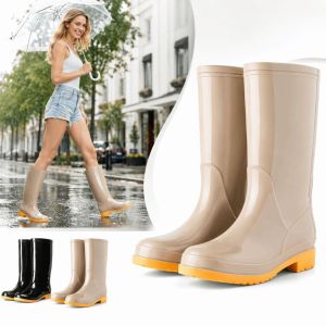 FLYING Non-slip Womens Long Rain Boots Waterproof High-Top Water Shoes Practical Lightweight Garden Rain Shoes For OutdoorsKitchenWork