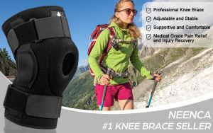 NEENCA Hinged Bandage Knee Brace Adjustable Compression Knee Support Brace for Men & Women Open Patella Knee Wrap for Knee Pain SwollenMeniscus TearACLPCLMCLJoint Pain Relief Injury Recovery