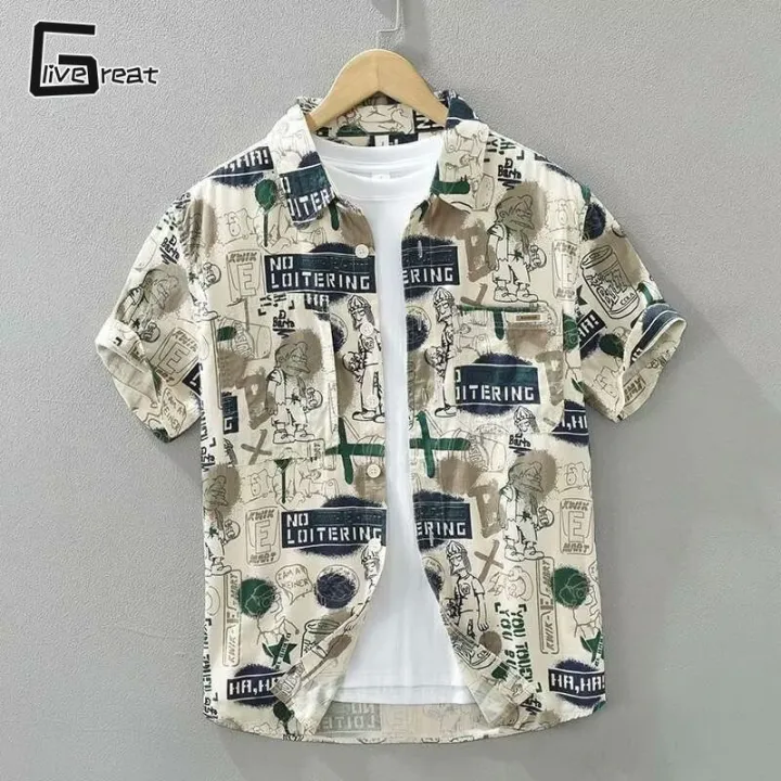 LIVE GREAT Sống tuyệt vời 丨 phong cách Nhật bản ngắn áo có tay của nam ...