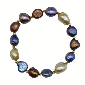 Đầy màu sắc Baroque Vòng tay ngọc trai hình dạng bất thường ngọc trai nước ngọt Vòng tay co giãn