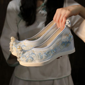 Xiangyun Hanfu Shoes For Female Students Ancient Style Embroidered Shoes WomenS Hanfu-Inspired Height-Increasing Ancient Style Shoes Han Element Cloth Shoes