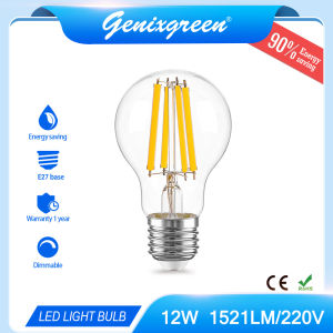 Bóng Đèn LED Edison Độ Sáng Cao E27 12W Bóng Đèn A19 Màu Trắng Ấm 2700K Bóng Đèn Có Thể Điều Chỉnh Độ Sáng Đèn Tiết Kiệm Năng Lượng 90% Cho Đèn Chùm Thay Thế