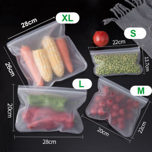 🇸🇬【SG stock】Silicone Food Storage Bag Reusable Freezer Bag Containers Leakproof Stand Up Zip Shut Bag Fresh-keeping Bag Kitchen Organizer