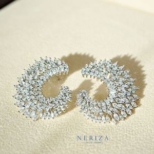 Neriza Jewelry/ ต่างหูออกงานเพชรสังเคราะห์ประกายไฟเทียบเท่าเพชรแท้  NE051