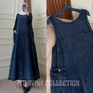 Overall Jeans Shisy Oversize Ld 110-130cm / Jumpsuit Jeans Wanita / Overall Jeans Oversize