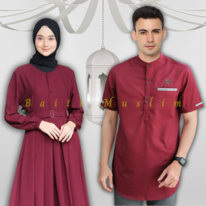 Baju Couple Pasangan Gamsko BM-79 Baju Lebaran Couple Gamis Couple Pasangan