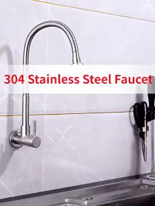 304 Faucet Swivel Flexible 360° Rotaiton Sprayer Black Single Cold kitchen Sink Faucet