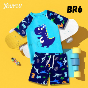 Set Baju Celana Renang Anak Laki-Laki Motif Dino// Baju Renang Anak BR6