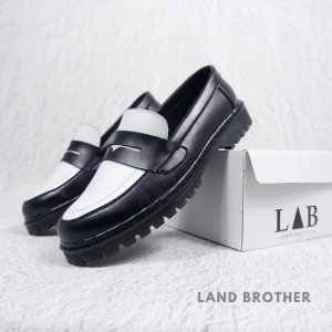 Sepatu pria formal kombinasi Loafers pria hitam putih berkualitas