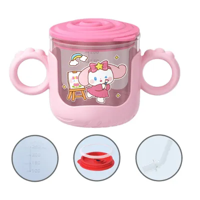 280ML Baby Cup with Straw Drinking Bottle with Handle Kids Training Leak-proof Cup