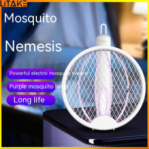Litake Dc3000v Foldable Electric Mosquito Racket Usb Rechargeable Mosquito Killer Fly Swatter Bug Zapper With Uv Light
