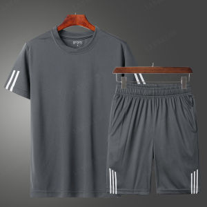 Lanrui Mens Sports Shorts and ShortSleeved Fitness Shirt Set
