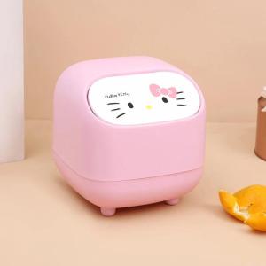 ZEEMIN Halloween Christmas Sanrio Kawaii Hello Kitty Desktop Trash Can My Melody Cinnamoroll Cartoon Bedside Trash Basket with Lid Ins Anime Mini Trash Can