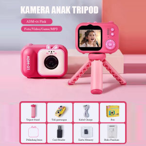 Kamera Anak Tripod Stand HD Kamera Digital Motif Kartun Lensa Ganda 1080P 32GB