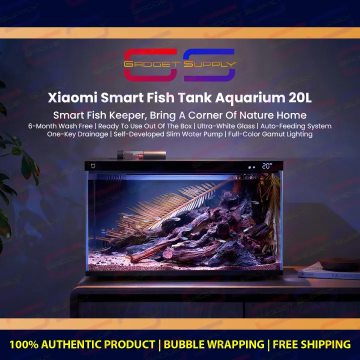 Xiaomi Smart Fish Tank Aquarium 20L [6-Month Wash Free | Ready To Use Out Of The Box | Ultra-White Glass | Auto-Feeding System One-Key Drainage | Full-Color