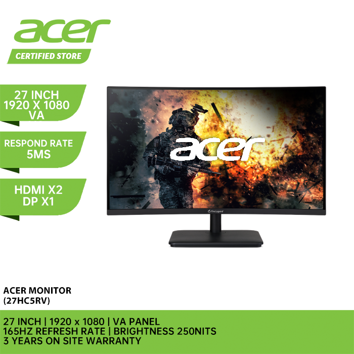 Acer Monitor AOPEN 27HC5RV ( 27 Inch | Curved | VA | 165Hz ) | Lazada