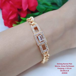 Gelang rantai Aksesoris Fashion Wanita Cocok Untuk Sehari Gelang Rantai Plat Titanium Tembaga Xuping  Perhiasan Aksesoris Lapis Emas Tidak Mudah Luntur G21-11A