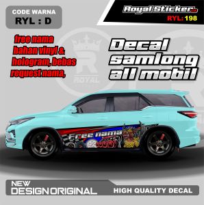 RYL 198-STIKER DECAL MOBIL ACCORD VELOZ SEDAN SIGRA TERIOS PAJERO JAZZ CALYA GRATIS CUSTOM NAMA