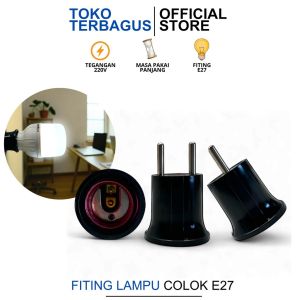 Fitting Lampu Colokan Hitam Tanpa Kabel & Tanpa Switch On Off E27