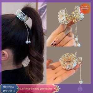 Graceful Fashion Rhinestone Tassel Hair Claws Flowers Hair Clip Women Barrettes Ponytail Holder Hairpins Hair Accessories Gifts