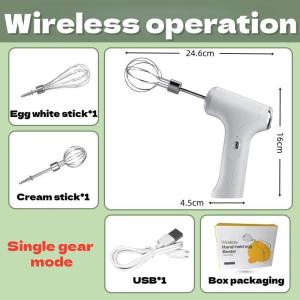 Home Baking Cordless Handheld Electric Beater with 3 Speed Modes for Whipping Cream and Mixing Kitchen Baking Small Tool for Whipping Egg Whites