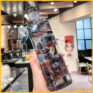 Nurm 500ml Plastic Bottle Portable Colorful/Transparent Creative Time Mark Water Cup
