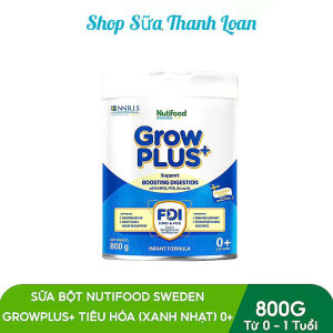(HSD T6-2027) Sữa Công Thức Growplus+ Xanh Nhạt 0+ Lon 800g - Tiêu Hoá Khoẻ Bé Tăng Cân.