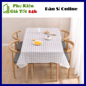 Khăn trải bàn trang trí họa tiết caro 137 x 90cm tấm khăn lót bàn ăn chất liệu chống thấm giúp giữ vệ sinh sạch sẽ