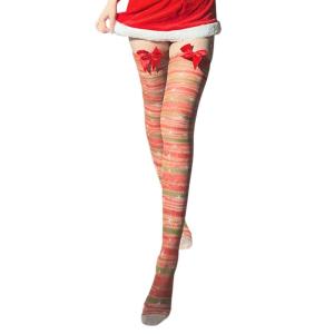 Vớ lụa cao tới đùi của phụ nữ với họa tiết giáng sinh kỳ nghỉ lễ hội trên tất qua đầu gối đồ lót Hàng dệt kim Quà Tặng