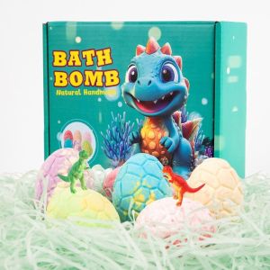 SHIRUI 1/6Pcs Natural Organic Dinosaur Egg Bath Bombs with Surprise Toys Fizzy Bubble Bath Dinosaur Bath Bombs Essential Oil Scented Bath Bombs for Kids Kids Bath Gifts