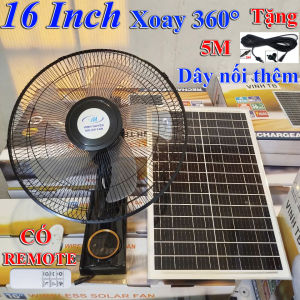 [BH 2 NĂM TẶNG DÂY NỐI  CÓ REMOTE] quạt treo tường sạc năng lượng mặt trời solar fan 16 inch siêu mát 12 cấp độ gió dung lượng 25000mAh 25W động cơ không chổi than sử dụng tới 30 giờ