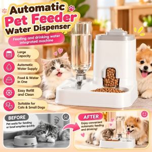 Smart Automatic Pet Feeder And Water Dispenser 2 In 1 Quiet Water Filter Large Capacity Cat Dog Feeding Accessories