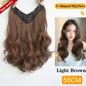 【COD&Spot goods】70CM Wig Big Wave Hair Extension Piece Invisible Seamless U-shaped Natural Wavy Wig 【Local Stock】 Women Curly/Straight Hair Extensions with Clip Hair Piece Wigs Natural Hair Various colors styles and lengths.
