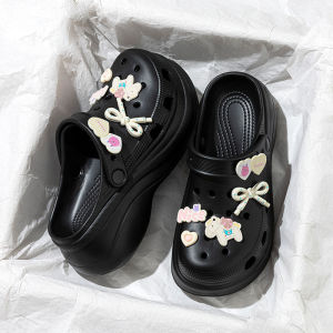 [Free Shipping] Thick-Soled High-Heeled Sandals For Women Perforated Shoes For Outdoor Wear Slip-On Beach Shoes Home Slippers WomenS Closed-Toe Shoes