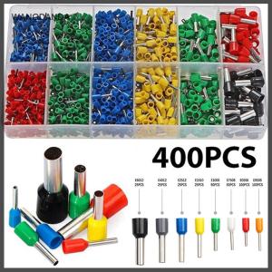 WANGDANDA ขั้วปลายสายไฟท่อขั้วปลายสายไฟขั้วไฟฟ้า400ชิ้น