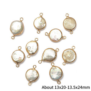 1pc Natural Freshwater Pearl Pendant Connector for DIY Bracelet Necklace Earring Jewelry Making Accessories