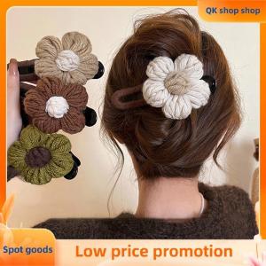 ✨QK shop✨ Vintage Large Plush Flower Hair Clips Girls Elegant Ponytail Braid Claw Hair Duckbill Clip Girls Headdress Gift